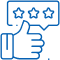 Thumbs up hand with star rating badge indicating positive dental review or satisfaction