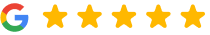 Google logo with five gold stars indicating excellent customer rating for McMurray Family Dental
